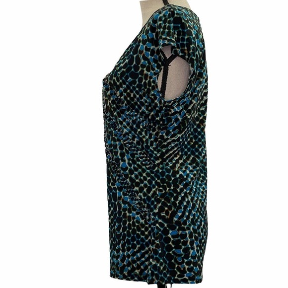 WORTHINGTON Ruffled Cinched Snake Print Blouse PL - Picture 4 of 10
